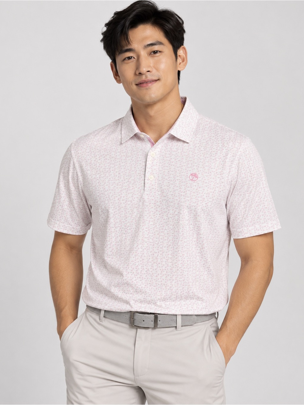 Puma Arnold Palmer Bay Hill Men's XL Golf Polo Shirt Pink White Umbrella Logo